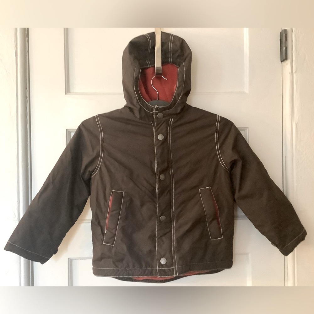 Mini Boden Winter Jacket Boys 5-6 Brown Ski Jacket Winter Coat Fleece Hood